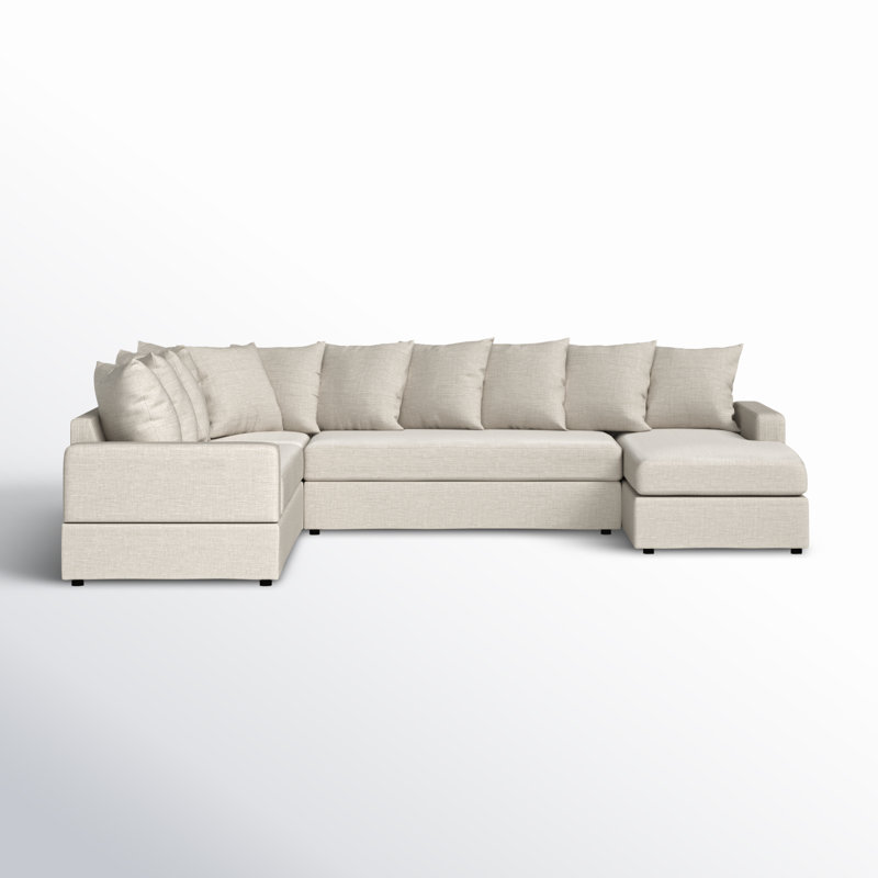 Bernathe Upholstered U-Shaped Sectional Right Hand Facing, Almond Linen Blend