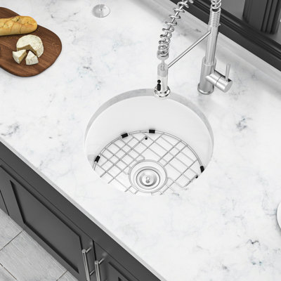 18" Ceramic Sink - Single Bowl, And Elegant, White, Dual Mount With Drain Bottom Grid For Kitchen Use 18 Inch Highly , White Color, Assembly Stain- Surface Cleanliness