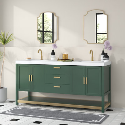 Macedonia 72"" Forest Green Freestanding Modern Bathroom Vanity (white Countertop) -  Willa Arloâ¢ Interiors, 840E8C730BFA421A85868E709C3F31A9