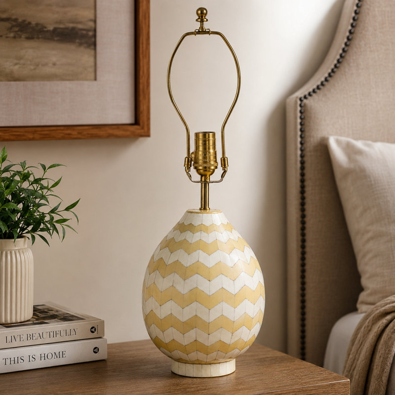 Handcrafted Cream Bone Table Lamp Base 