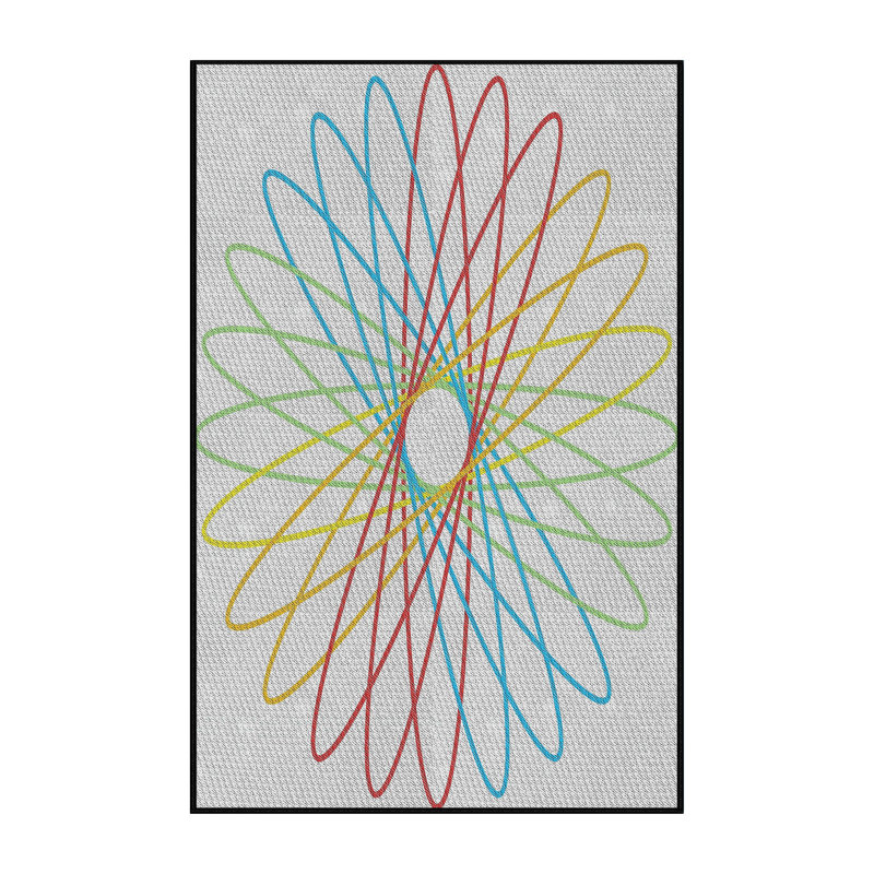 Tapis bleu/rouge à motifs, Rectangle 3 pi x 5 pi