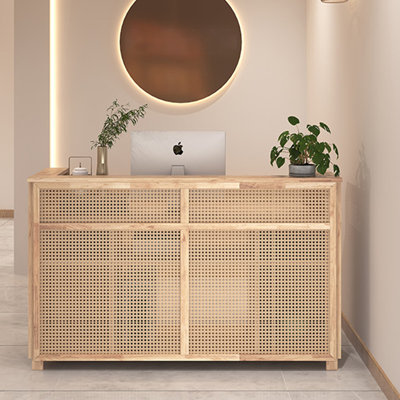 Farmhouse Rectangular Manufactured Wood Reception Desk