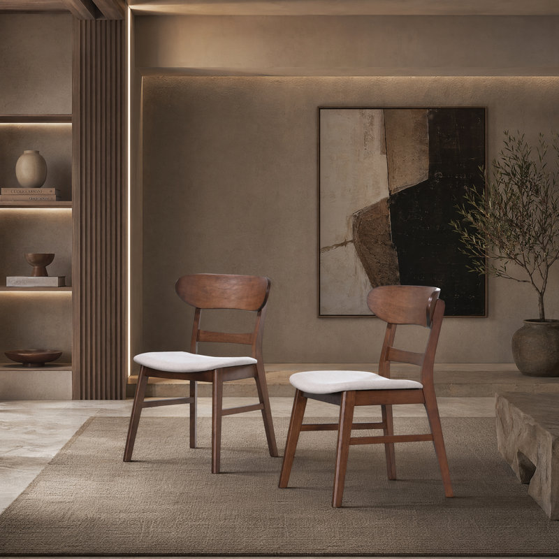 Aurora Small Space Corner Dining Table Set, Solid Wood With Upholstered Seating, Walnut/ Beige