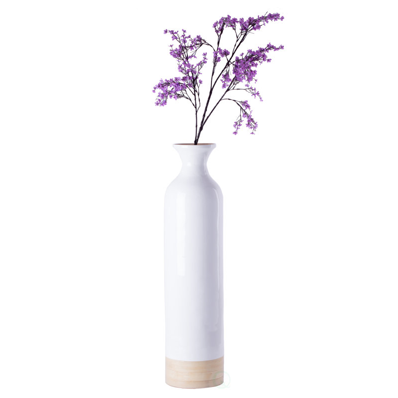 Hauts vases de plancher en bambou Dylon, H 32 po x l 8 po x P 8 po, Blanc, 1