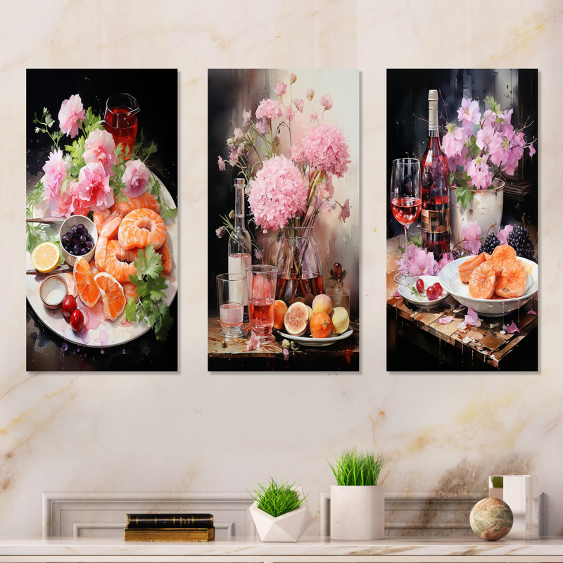 Ensemble de 3 décorations murales en métal French Fruit and Blooms Culinaire Transcendence - International Cuisine