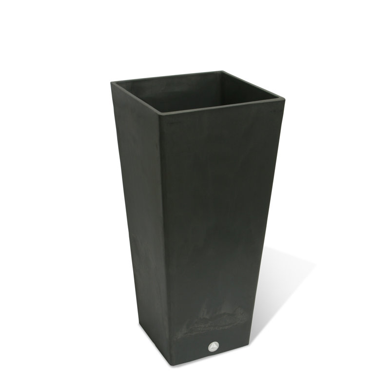 Cara 28" Square Composite Pot Planter with Plant Shelf, Slate