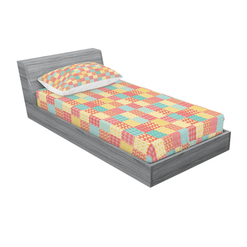 Microfiber Patchwork Sheet Set, Twin XL Sheet Set with Fitted Sheet