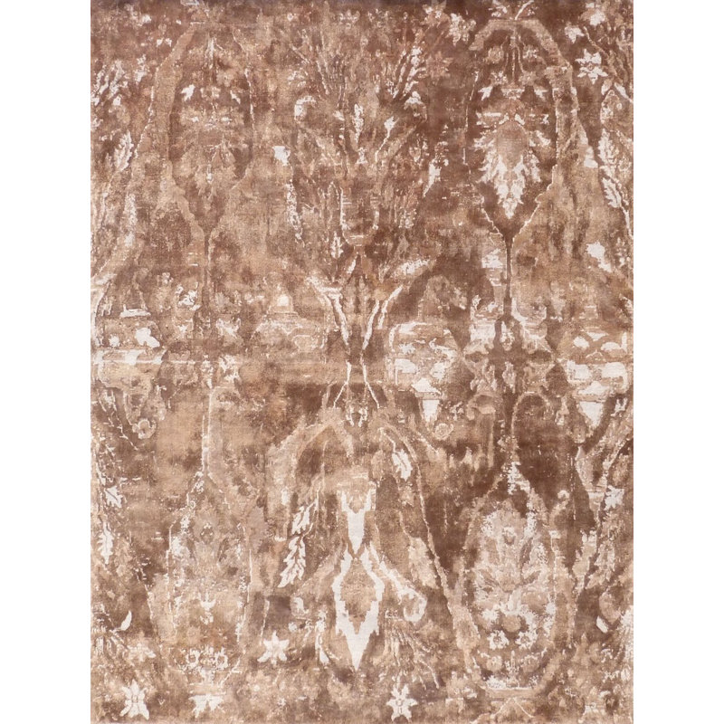 Cassina Abstract Area Rug in Brown, Rectangle 9' x 12'