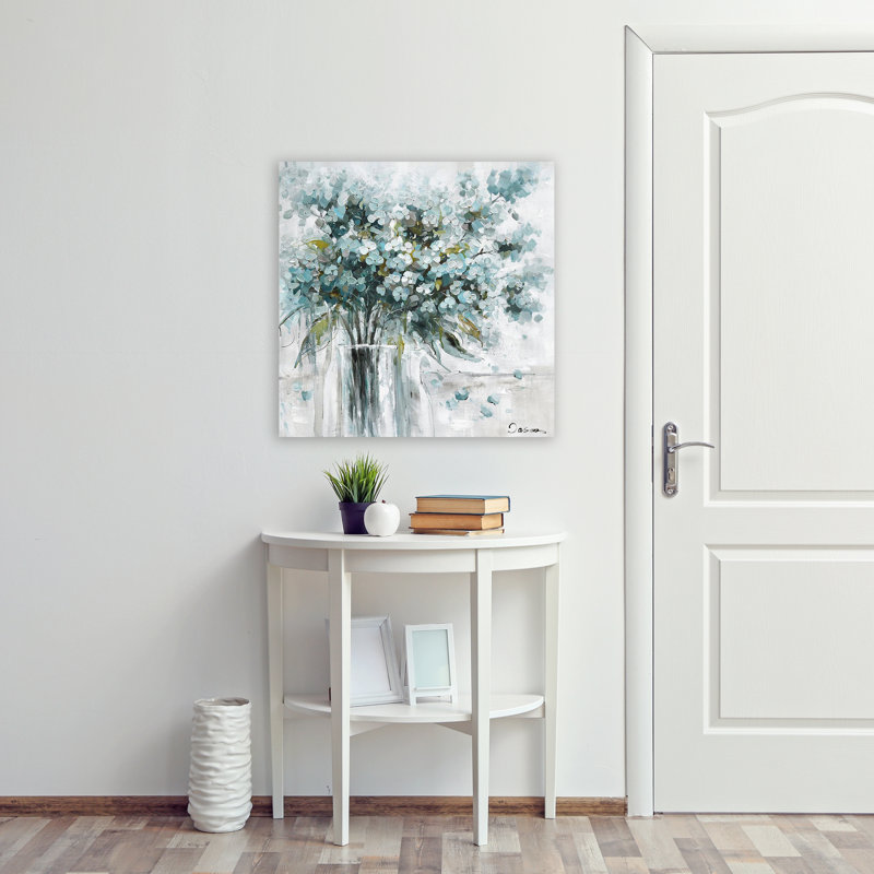 Fleurs abstraites - peinture sur toile tendue, H 30 po x l 30 po x P 2 po