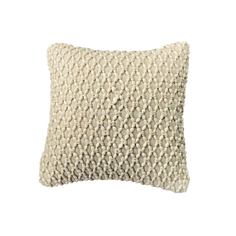 Braided Square Pillow Cover & Insert, Ivory