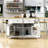 Kitchen Island with Bar Stools Power Outlet and Storage Racks-1209635895