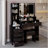 41" Large Size Left Bedside Cabinet Vanity Table+Cushioned Stool, Extra Large Touch Control LED Mirror, 3-Color Switch, Multi Layer High Capacity Storage Fashionable Dresser, Suitable For Large Space-958293294