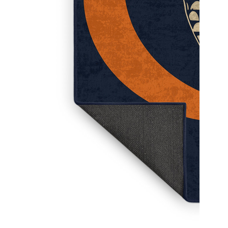 Soft Plush Fehrenbach Halloween Modern & Contemporary Abstract Area Rug in Gray – Navy Binding, 8x12
