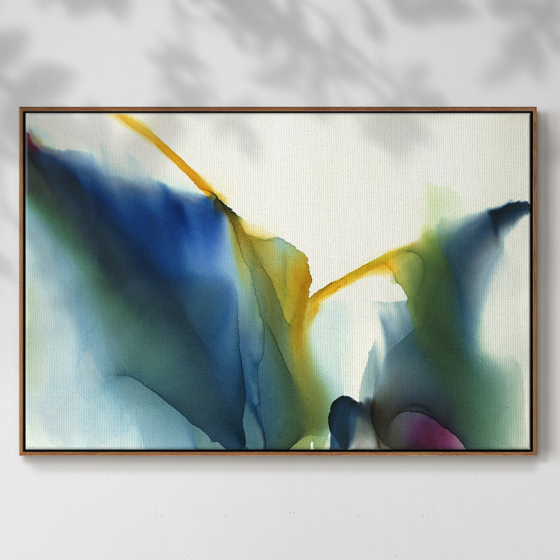Impression sur toile encadrée, H 25 po x l 37 po x P 2 po, Toile encadrée noyer flottant