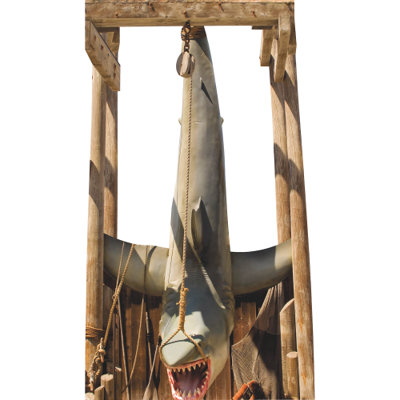 SP13125 Caught Hanging Shark Open Jaw Trophy Fishing Cardboard Cutout Standee Standup
