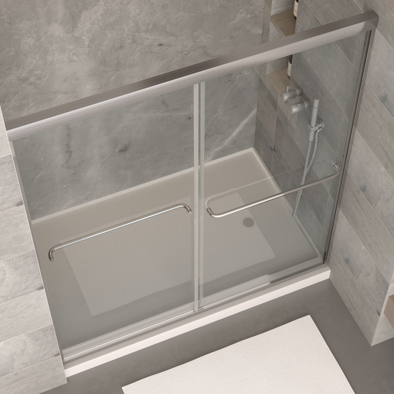 56" - 60" W x 70" H Bypass Sliding Semi-Frameless Shower Door, Chrome