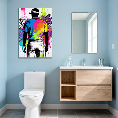 Abstrait coloré, impression de joueur de golf graffiti