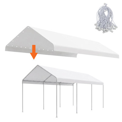 Aoodor 10 x 20 FT Shade Replacement Canopy Cover with Extra-Long Ball Bungees