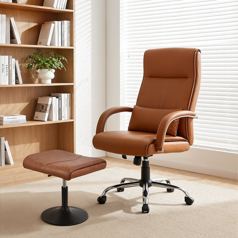 Tabouret de repose-pieds rembourré à hauteur ajustable, tabouret pivotant en cuir de polyuréthane, tabouret de meuble-lavabo sous le bureau et le repose-pieds pour bureau, salon et meuble-lavabo