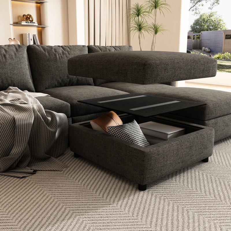 Canapé modulaire moderne avec rangement, canapé en chenille en forme de U 6 pour le salon, grand lit modulaire de 123 po