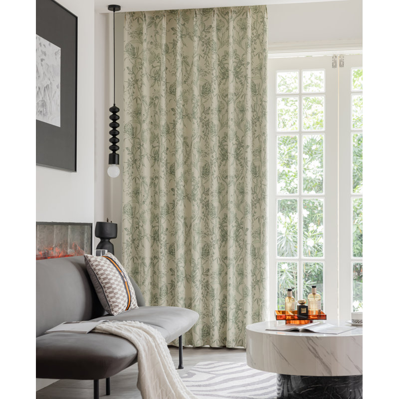 Ella Room Darkening Curtain Panel Pair, Sage/Cream, 50" W x 90" L