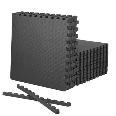 CAP Interlocking Exercise Foam Mats, 72 SQ.FT Diamond, TATAMI, T-Pattern 1-Inch Thickness Tiles