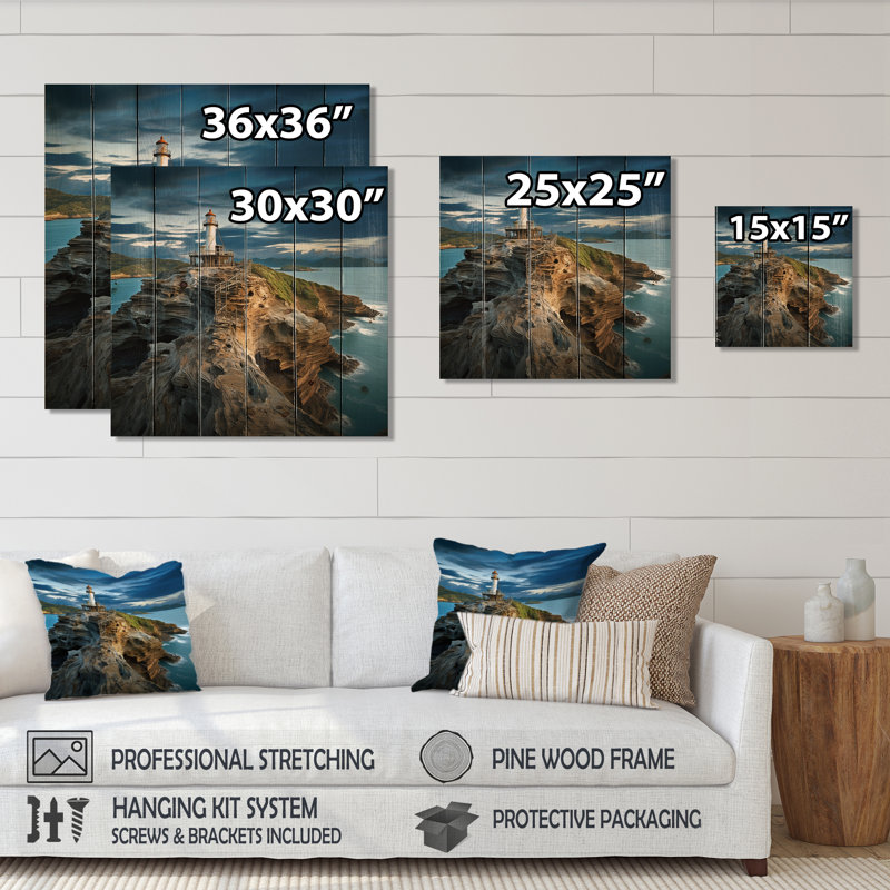 Coastal Lighthouse Guard IV - Lighthouses On Wood Print, 30" H x 30" W