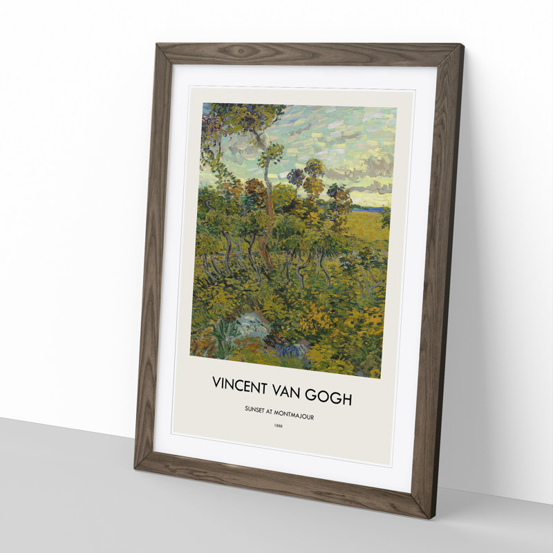 Sunset At Montmajour by Vincent Van Gogh - Single Picture Frame Print, 36cm H x 27cm W x 2cm D, Walnut Framed