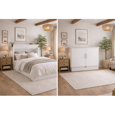 Magnolia Premium Cabinet Bed With Queen Mattress And Outlets