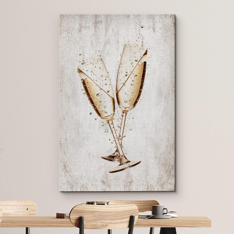 Rétro rétro champagne célébration sur toile, H 48 po x l 32 po x P 1,5 po