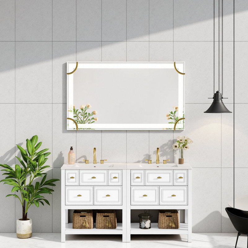 Ensemble de meuble-lavabo simple 60 po avec tiroirs 60 po, Blanc