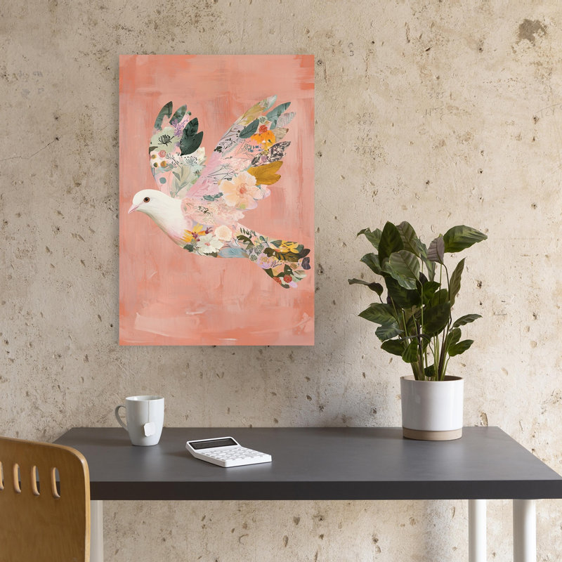 Floral Dove Flight Bird Flower Nature Wall Art Print by Mathieu - Wrapped Canvas Print, 45.72cm H x 30.48cm W