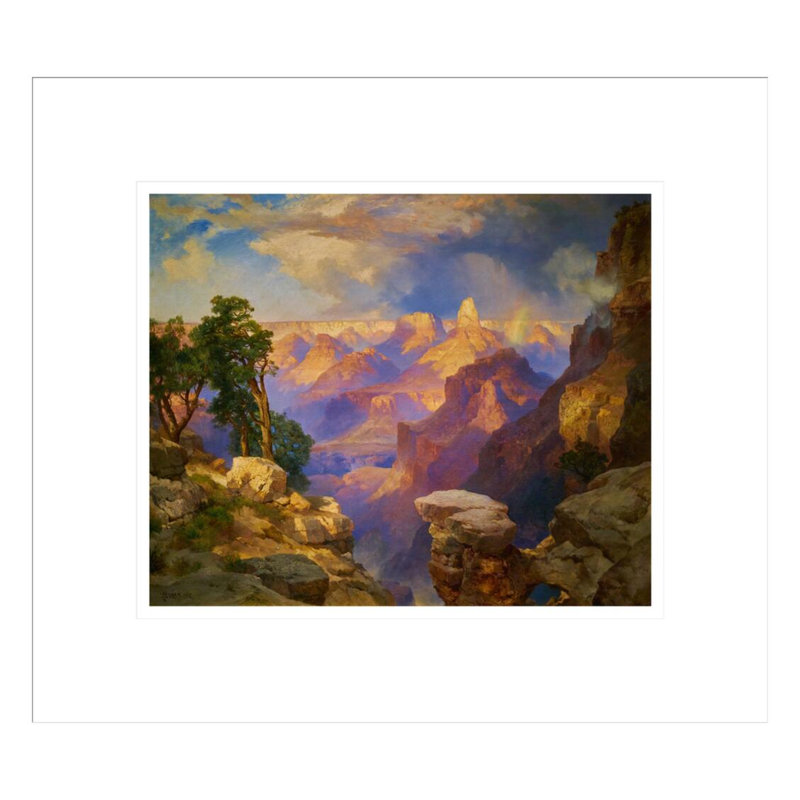 Grand canyon avec arc-en-ciel par Thomas Moran - Estampe numérique encadrée, H 13,75 po x l 15,5 po