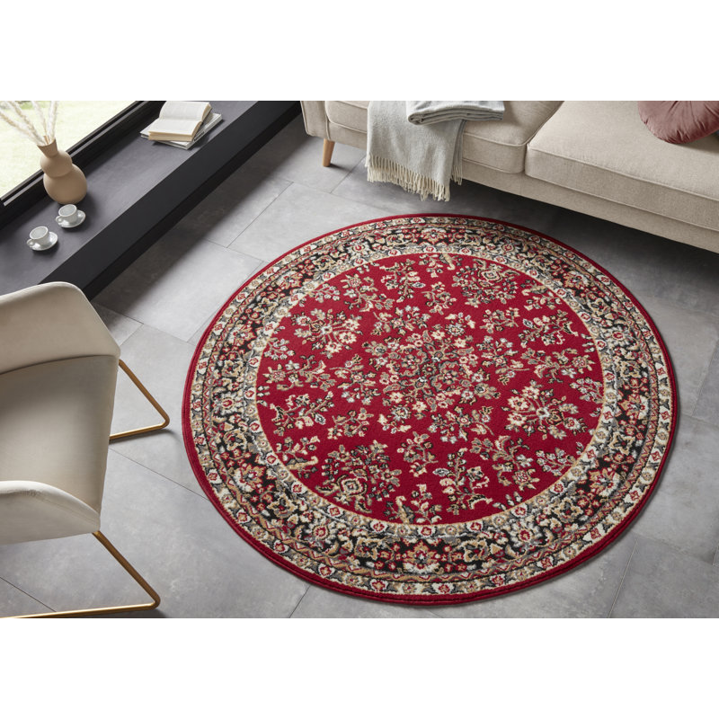 Zabul - Oriental Rug, Oriental, Living Room, Bedroom, Dining Room, Hallway - Red Beige Pink, Round 140cm