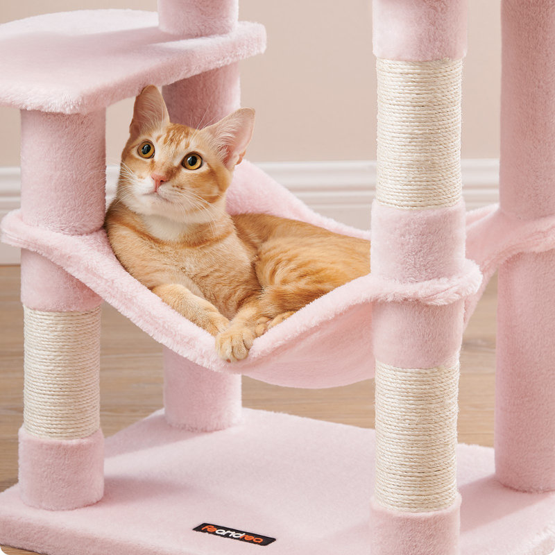 Arbre à chat à niveaux multiples 44,1 pouces, Rose gelée
