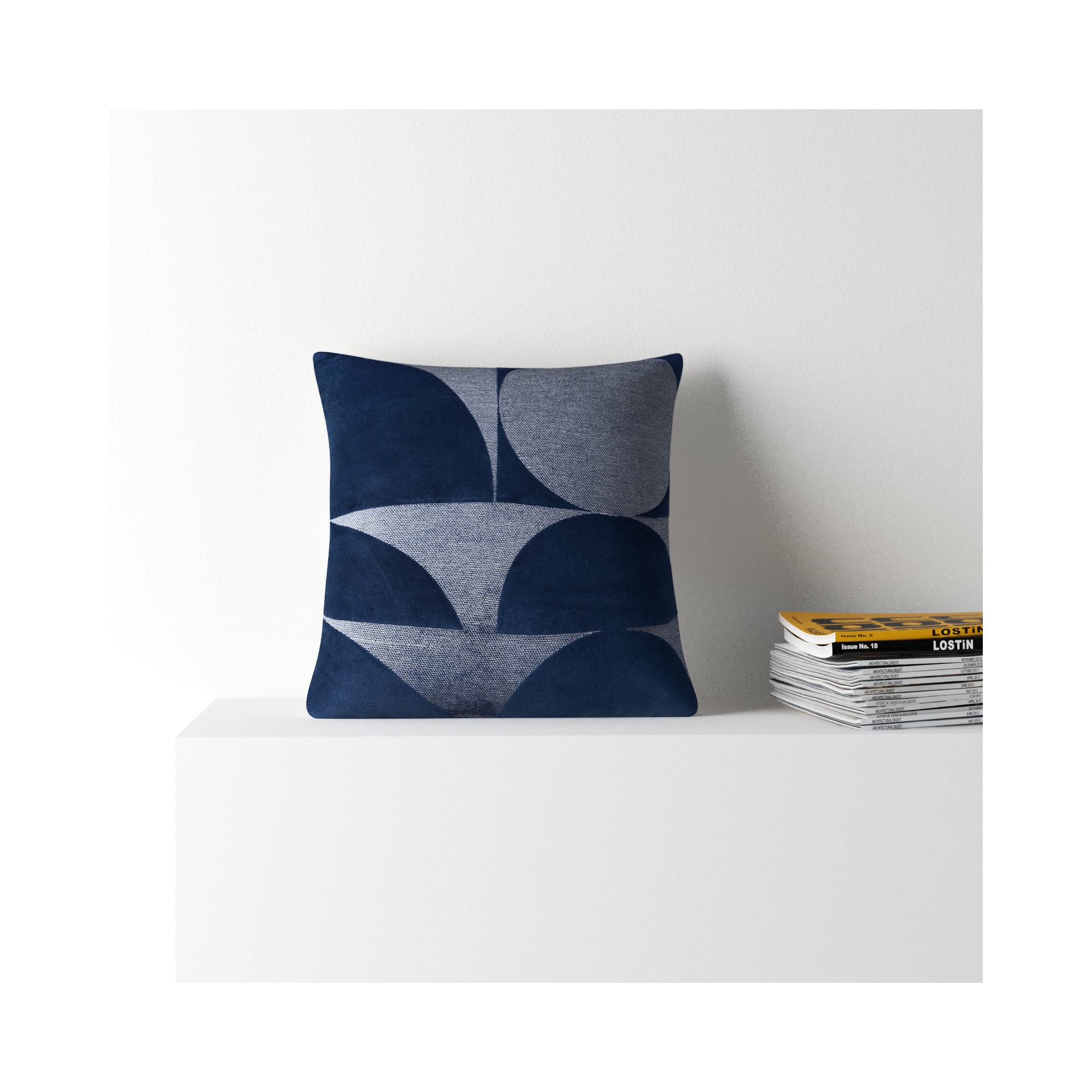 Joshelin Embroidered Cotton Throw Pillow, Blue