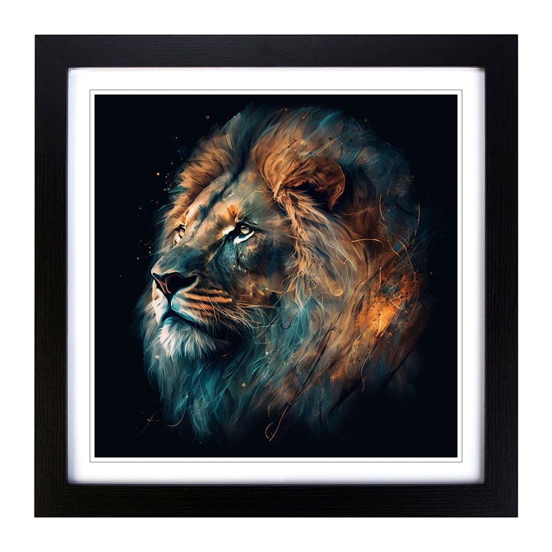 Lion Graphic Art - Framed Print, Black