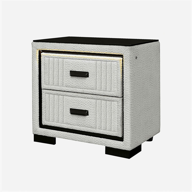 Isaiah White and Black Nightstand, White/Black