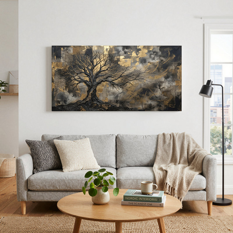 Ensemble de 1 tableau sur toile « Arbre sombre », L 40 po x H 20 po, Toile tendue