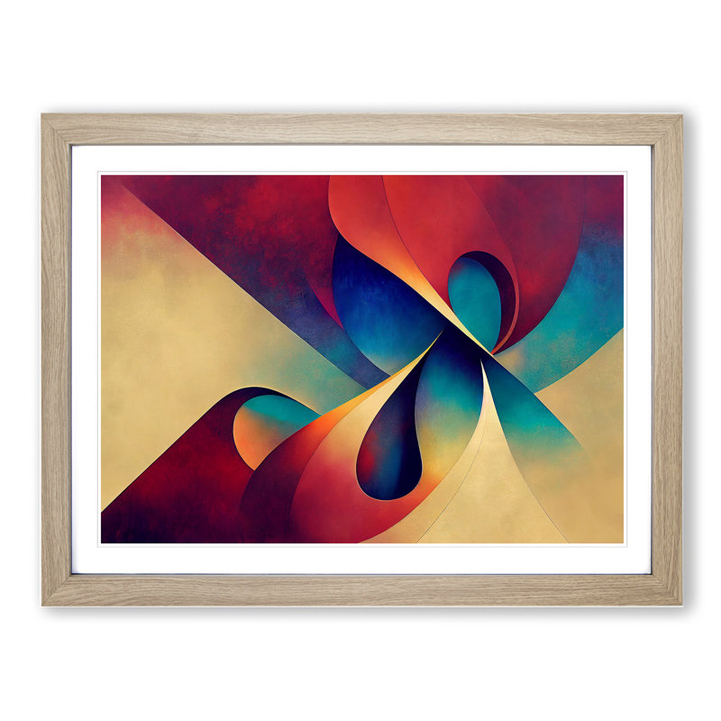 Serene Modern Abstract Art - Framed Print, 25cm H x 34cm W x 2cm D, Oak