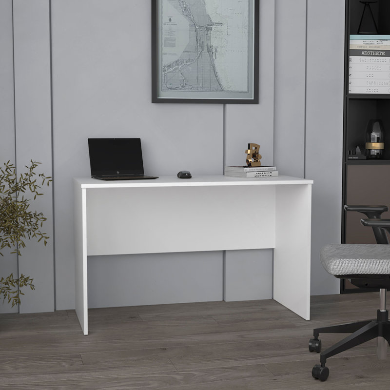 47 po de large bureau d'étude blanc moderne et simple table d'ordinateur et de salle à manger pour la chambre à coucher, le salon, la maison et le bureau, cuisine blanc