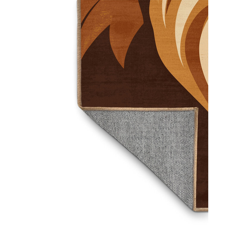 Tapis arc moderne lavable en machine Pavanvir Lion - brun clair, 7 x 9