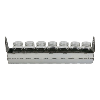 22X5x6.5" Rustic Orman Metal Tray With Glass Jars