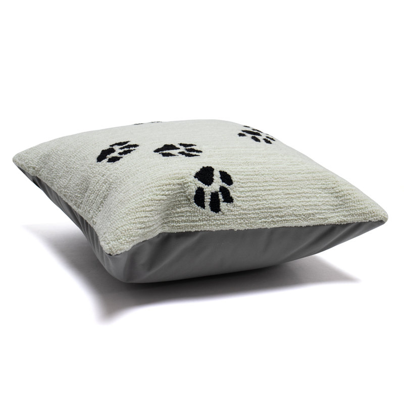 Square Off-White and Black Polyester Indoor/Outdoor Throw Pillow