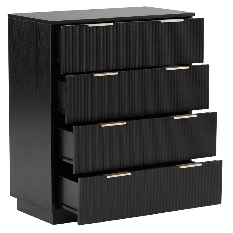 Commode 5 tiroirs pour chambre à coucher, Noir