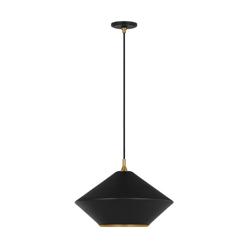 Luminaire suspendu conique à 1 lumière Shorecrest, Nuit noire, H 13,13 po x l 19 po x P 19 po
