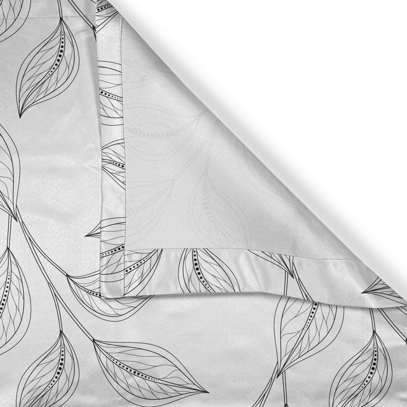 Rustic curtain, boho leaves, white and black