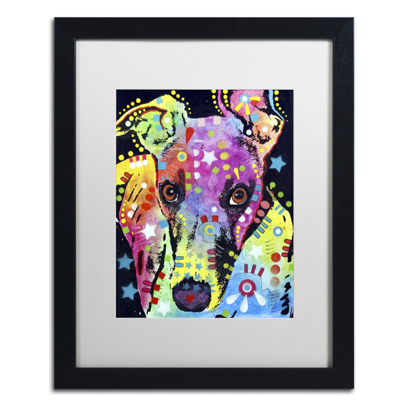 «Whippet», impression sur toile encadrée, Blanc, H 20 po x l 16 po x P 0,5 po, Argent