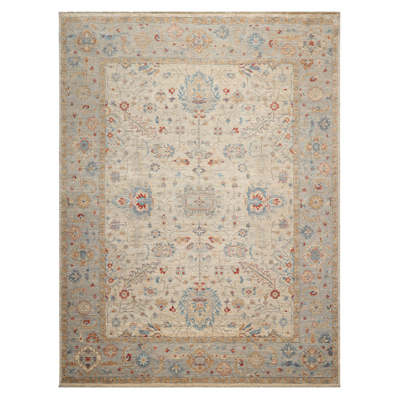Tapis oriental traditionnel en laine noué à la main 9 x 12 po Khyber
