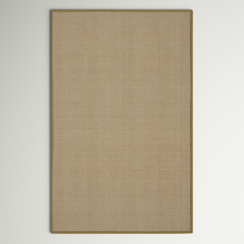 Auckland Bamboo Slat/Seagrass Natural/Olive Area Rug, Rectangle 5' x 8'